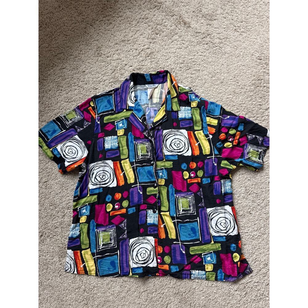 Willow Bay Vintage Geometric Print Short Sleeve Shirt